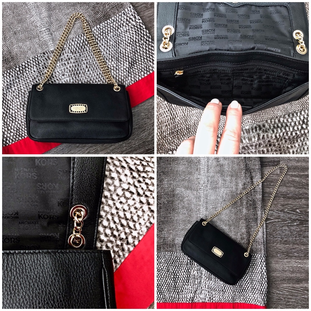 NEW MICHAEL KORS Black Leather Evening Bag - Picture 2 of 8